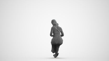 photogrammetry 3D girl casual kids, realistic human model archviz FBX, wireframe front view