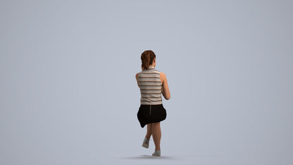 scanned 3D woman casual sitting, photogrammetry people for Enscape and V-Ray, front view render