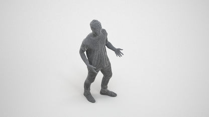 realistic 3D human man casual standing, archviz people FBX OBJ for Blender, wireframe three-quarter view