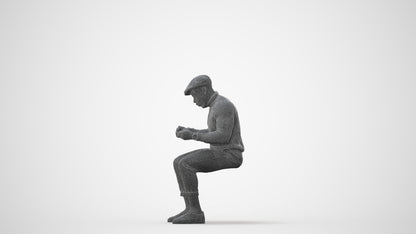 realistic 3D man casual sitting, scanned archviz people for Blender and 3ds Max, square thumbnail