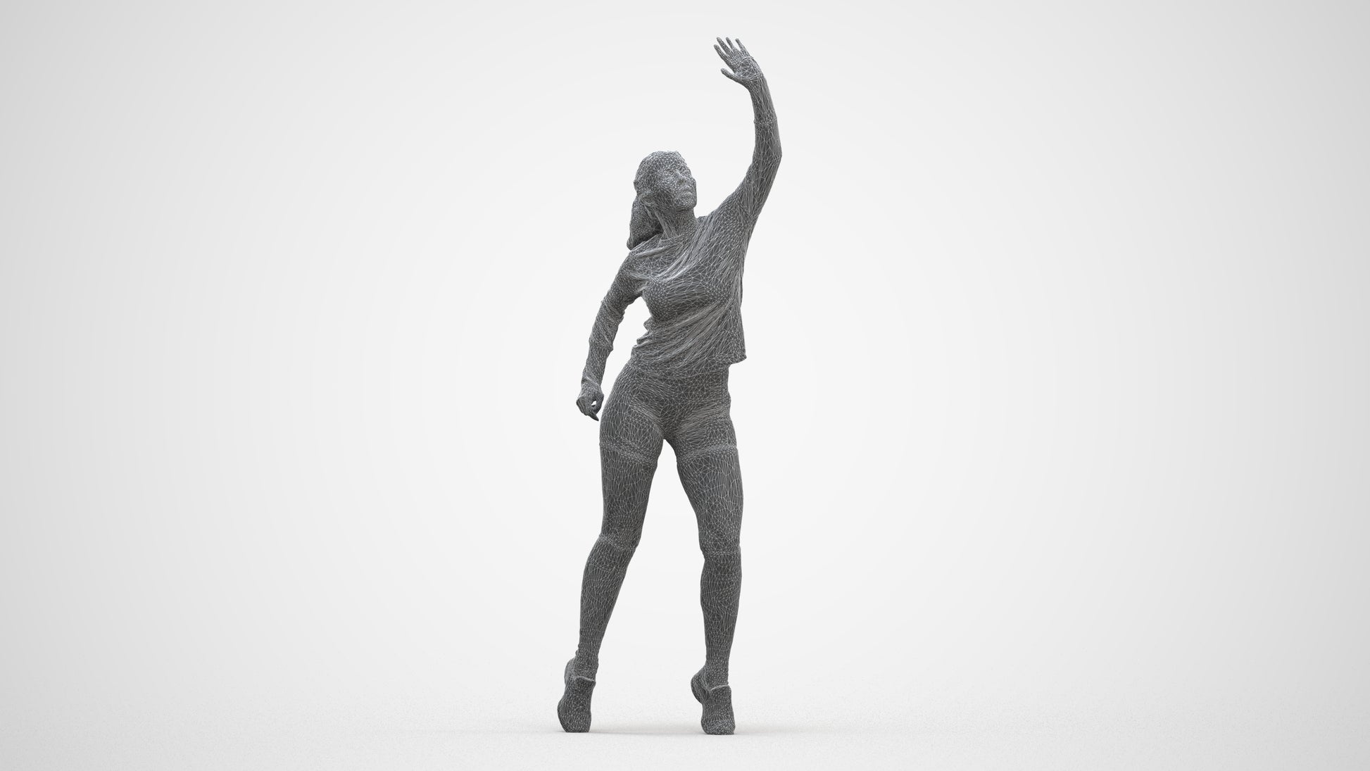 realistic 3D human woman sport, archviz people FBX OBJ for Blender, three-quarter front view render