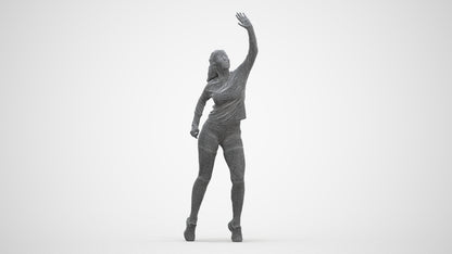 realistic 3D human woman sport, archviz people FBX OBJ for Blender, three-quarter front view render