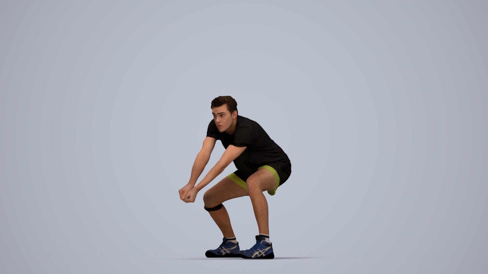 scanned 3D man sport, photogrammetry people for Enscape and V-Ray, top-down view render
