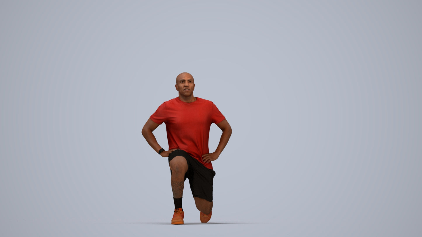 realistic 3D human man sport, archviz people FBX OBJ for Blender, top-down view render