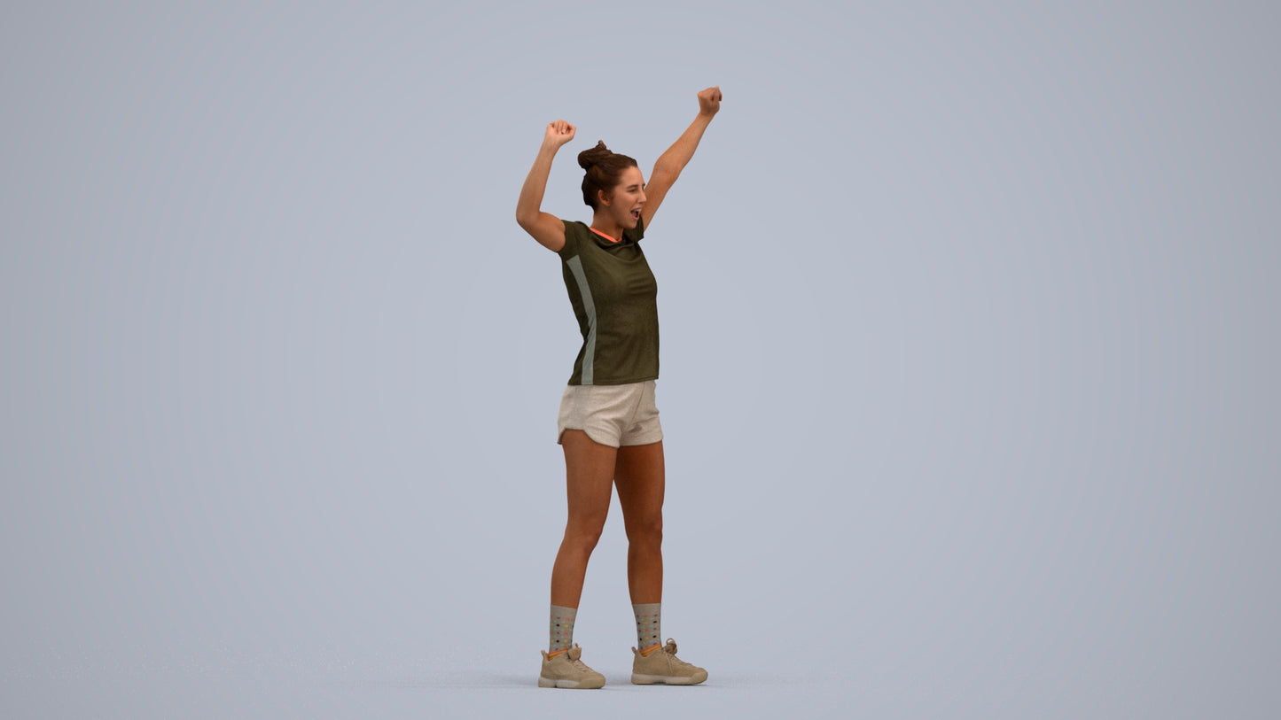 photogrammetry 3D woman sport, realistic human model archviz FBX, standing pose render