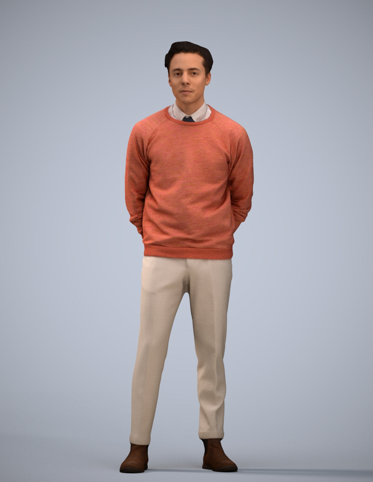 realistic 3D man casual business, scanned archviz people for Blender and 3ds Max