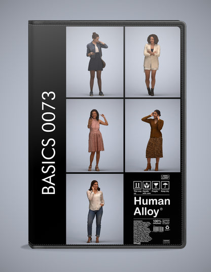 realistic 3D humans standing pack, 5 archviz people FBX OBJ for Blender