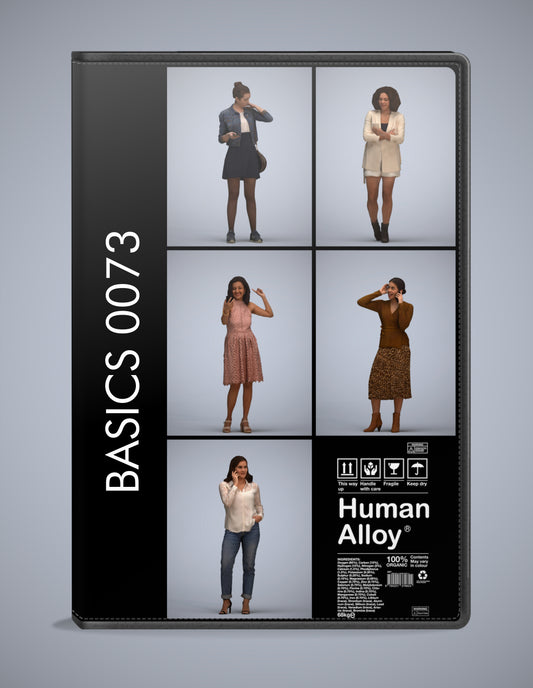 realistic 3D humans standing pack, 5 archviz people FBX OBJ for Blender