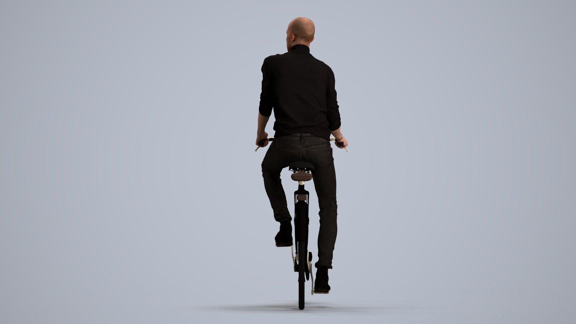 realistic 3D human man casual cycling, archviz people FBX OBJ for Blender, front view render