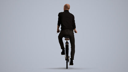 realistic 3D human man casual cycling, archviz people FBX OBJ for Blender, front view render