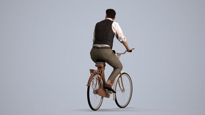 realistic 3D man business cycling, scanned archviz people for Blender and 3ds Max, front view render