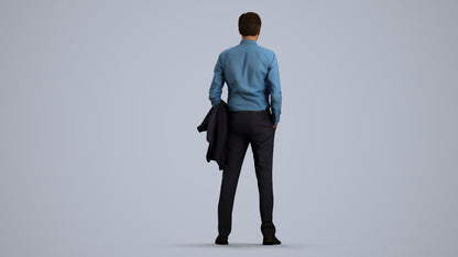 photogrammetry 3D man business, realistic human model archviz FBX, front view render