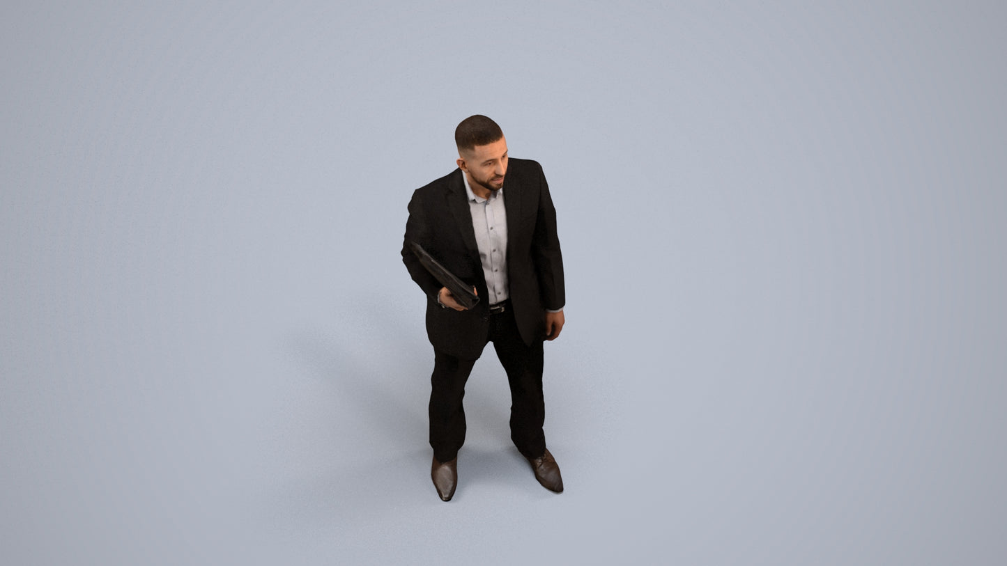 3D scanned man business, photorealistic archviz people for Enscape and SketchUp, back view render