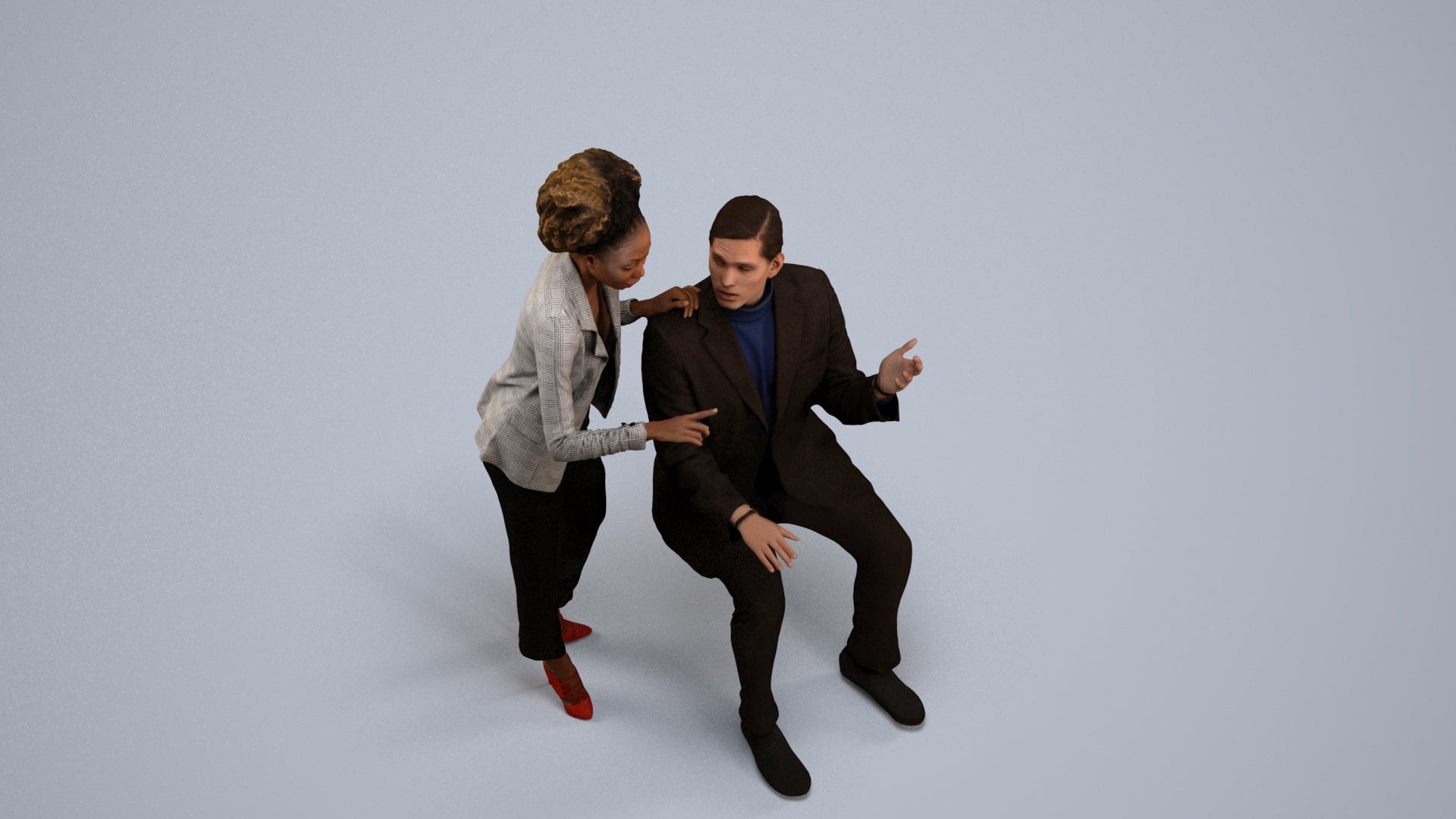 realistic 3D people woman business, render-ready for V-Ray and Corona, FBX OBJ, back view render