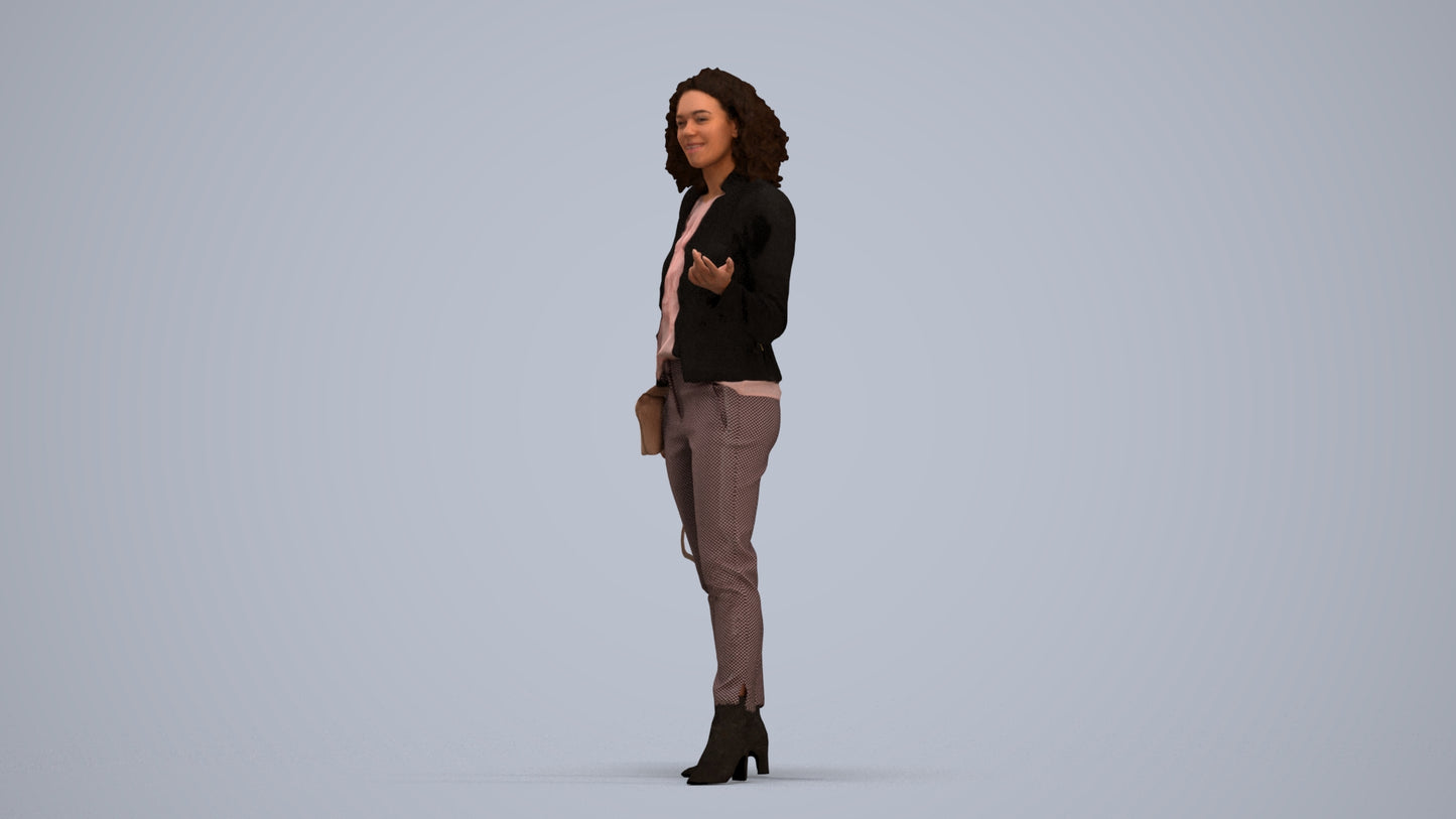 realistic 3D human woman business standing, archviz people FBX OBJ for Blender, standing pose render