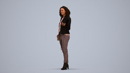realistic 3D human woman business standing, archviz people FBX OBJ for Blender, standing pose render