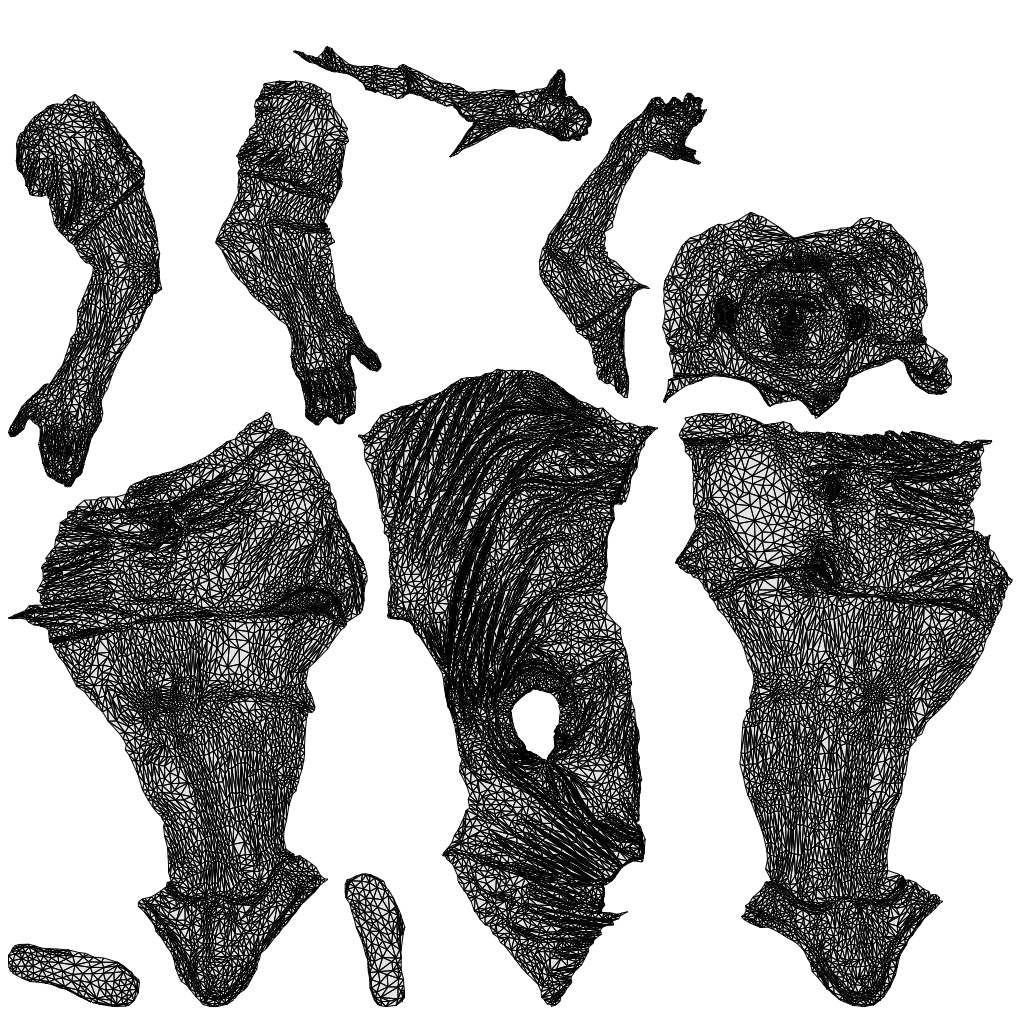 3D human model man casual sitting, photogrammetry scanned person for archviz, wireframe top-down view