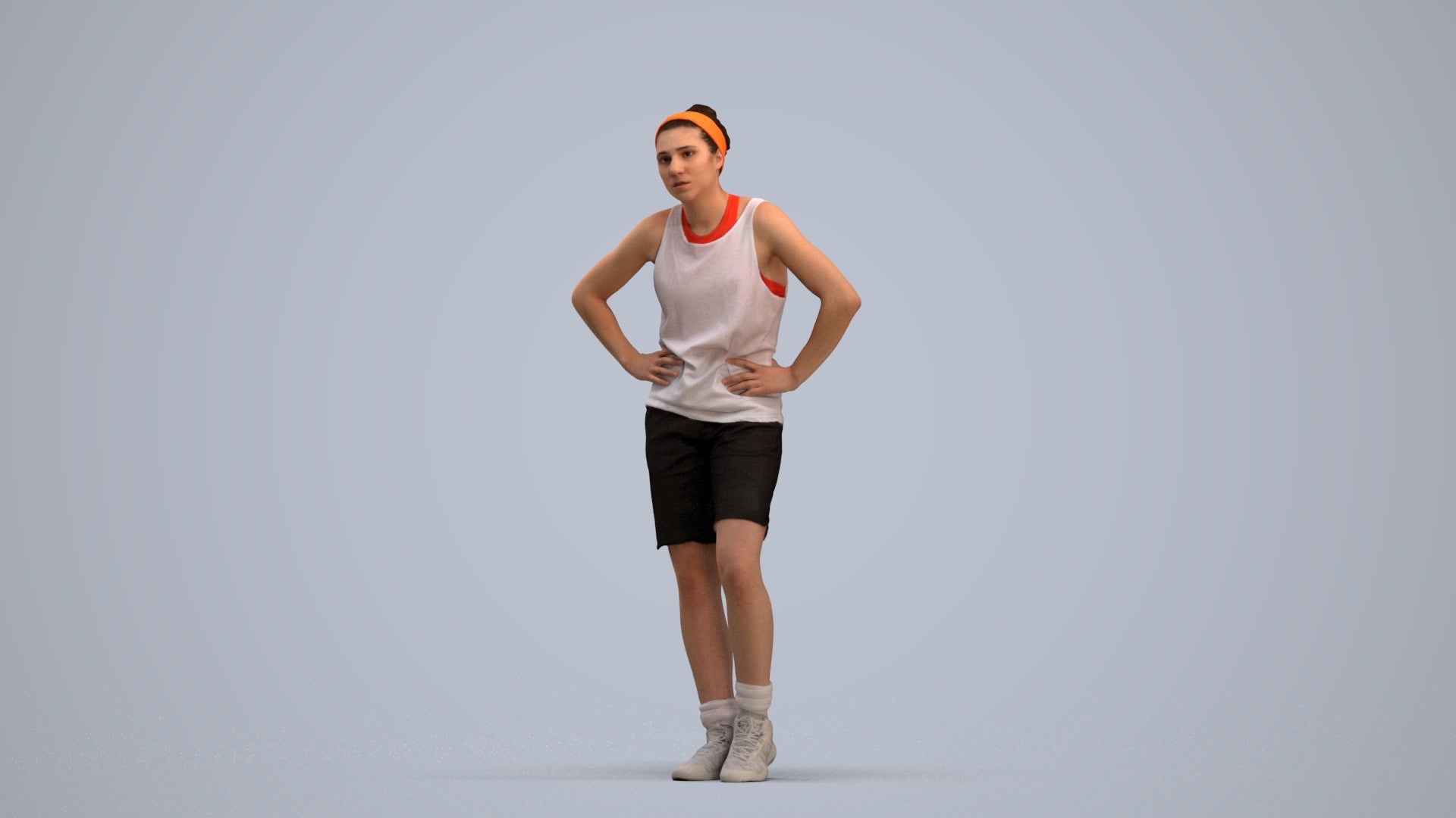 realistic 3D human woman sport, archviz people FBX OBJ for Blender, standing pose render