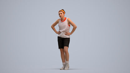 realistic 3D human woman sport, archviz people FBX OBJ for Blender, standing pose render