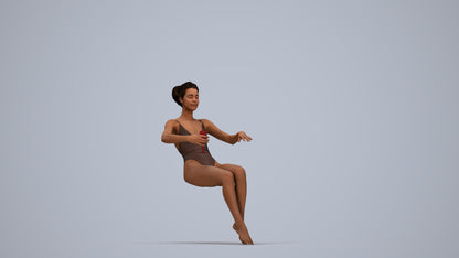 3D human model woman pool, photogrammetry scanned person for archviz, top-down view render