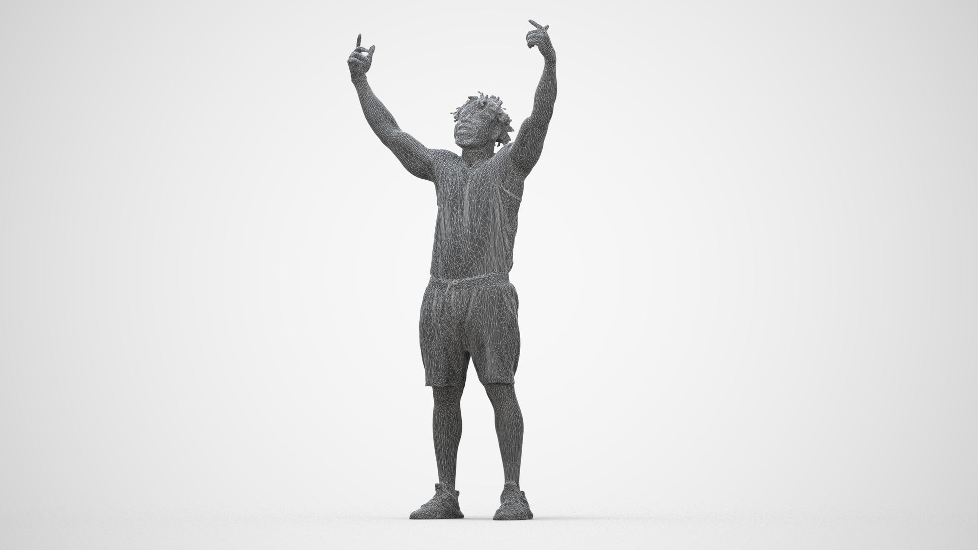 scanned 3D man sport, photogrammetry people for Enscape and V-Ray, wireframe back view