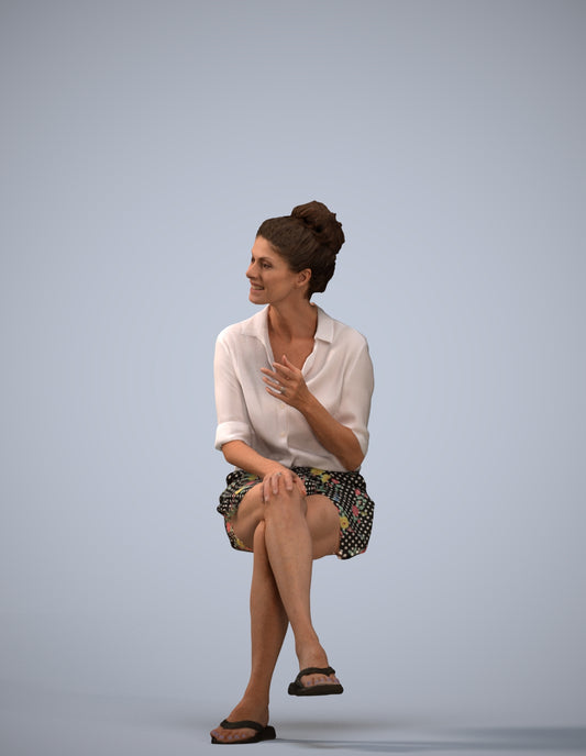 realistic 3D human woman business sitting, archviz people FBX OBJ for Blender