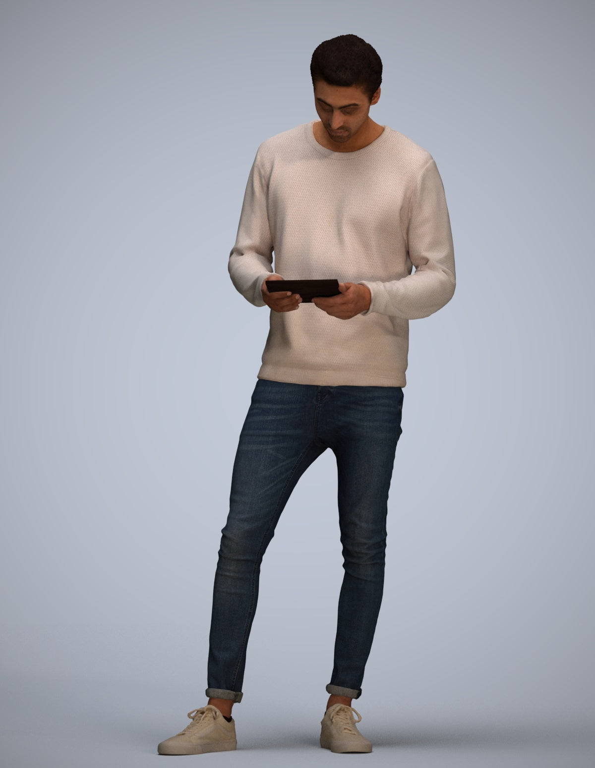 3D people model man casual standing, scanned human for 3ds Max rendering