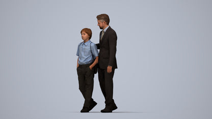 3D people model boy kids, scanned human for 3ds Max rendering, top-down view render