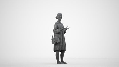 realistic 3D human girl casual kids, archviz people FBX OBJ for Blender, wireframe side view