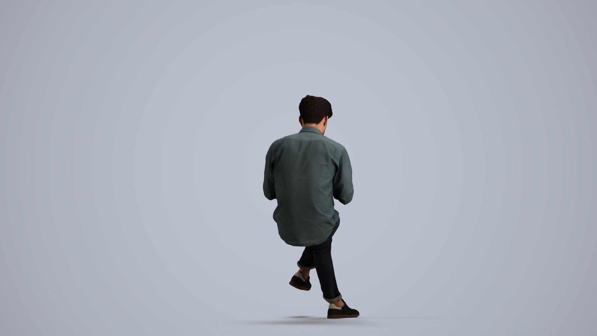 realistic 3D human man casual sitting, archviz people FBX OBJ for Blender, front view render