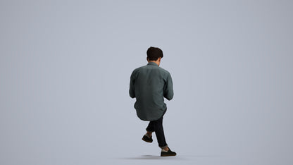 realistic 3D human man casual sitting, archviz people FBX OBJ for Blender, front view render