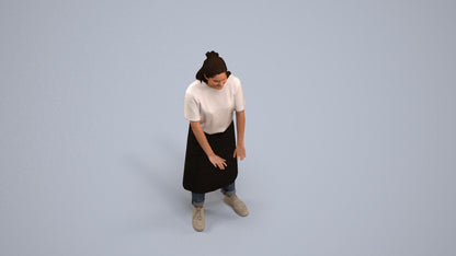 scanned 3D woman hospitality, photogrammetry people for Enscape and V-Ray, back view render