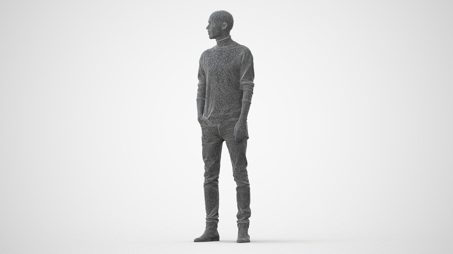 photogrammetry 3D man casual standing, realistic human model archviz FBX, square thumbnail