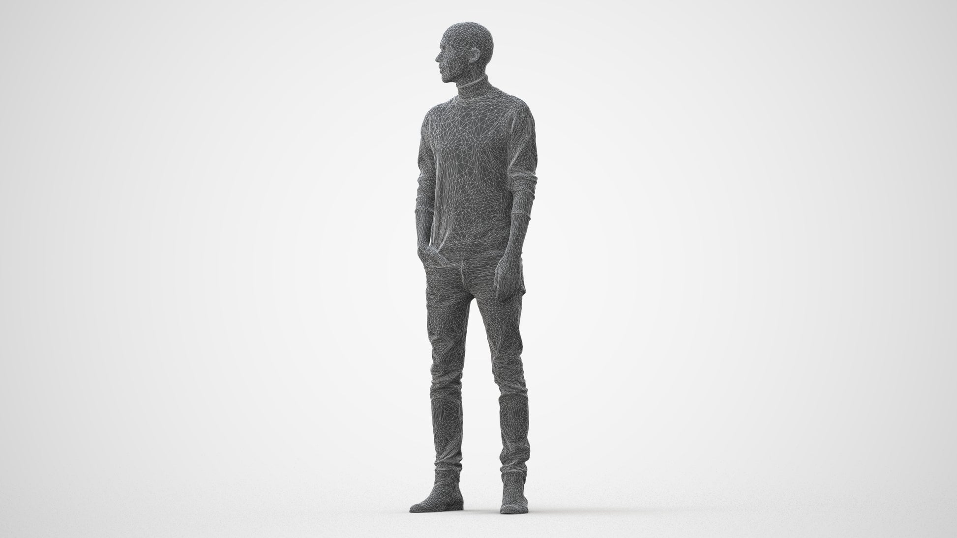 photogrammetry 3D man casual standing, realistic human model archviz FBX, square thumbnail