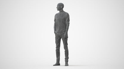 photogrammetry 3D man casual standing, realistic human model archviz FBX, square thumbnail