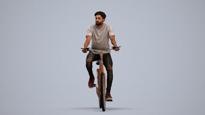 realistic 3D people man casual cycling, render-ready for V-Ray and Corona, FBX OBJ, standing pose render