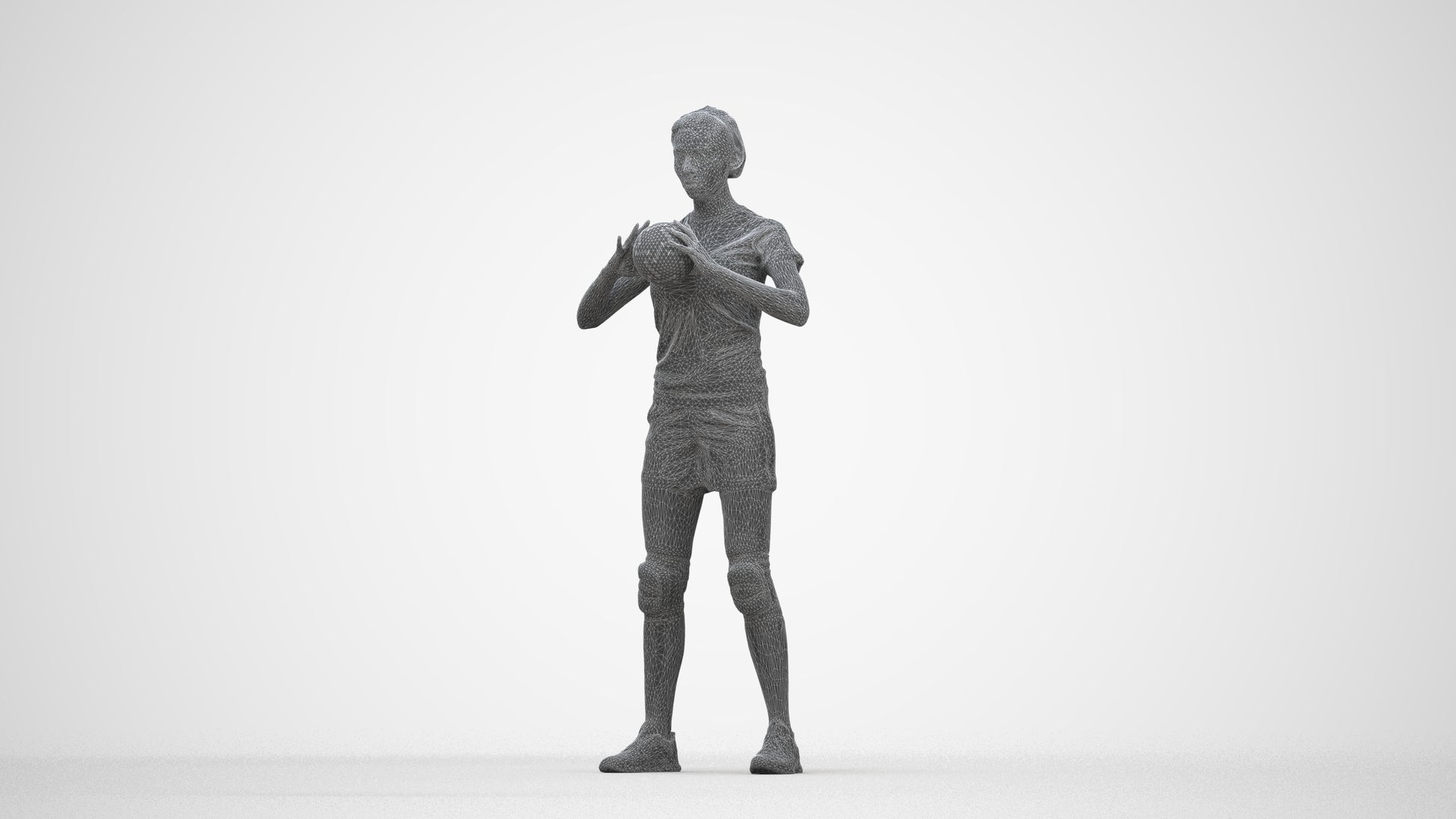 realistic 3D people woman sport, render-ready for V-Ray and Corona, FBX OBJ, wireframe back view