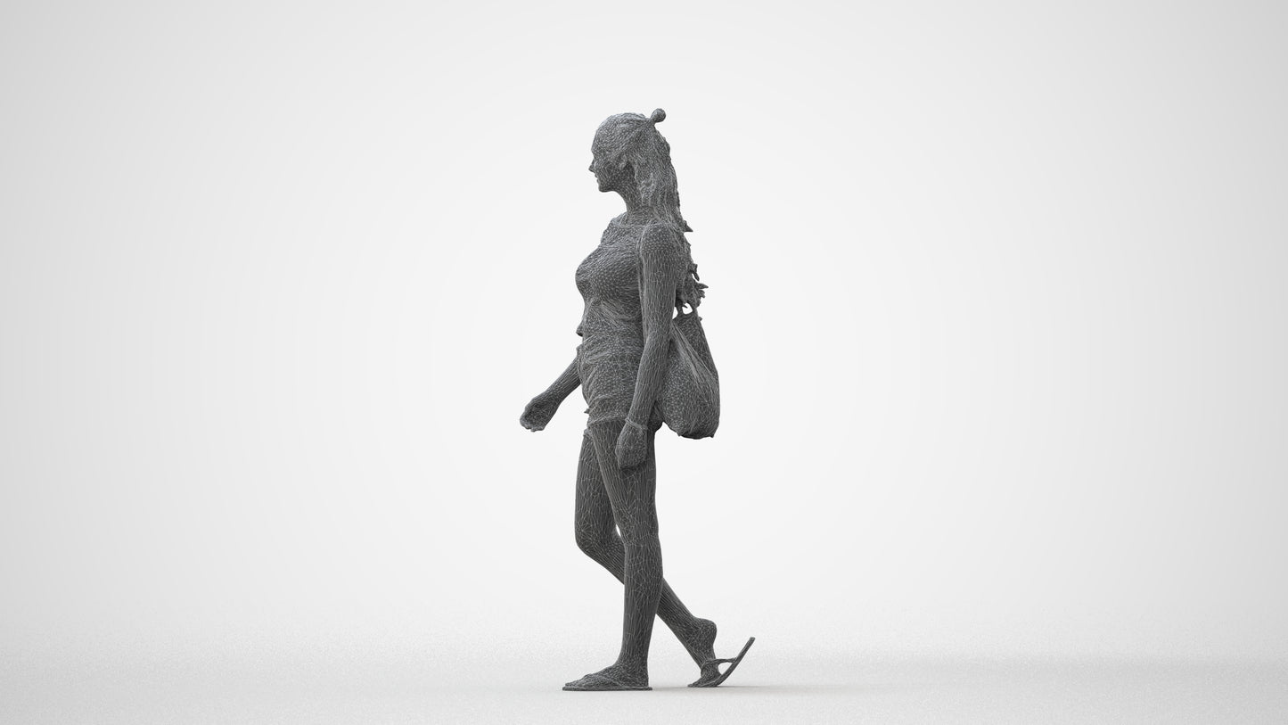 realistic 3D people girl casual walking, render-ready for V-Ray and Corona, FBX OBJ, square thumbnail