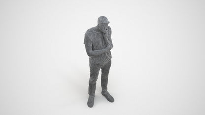 photogrammetry 3D man casual standing, realistic human model archviz FBX, wireframe three-quarter view