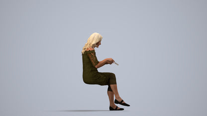 realistic 3D senior woman casual business, scanned archviz people for Blender and 3ds Max, side view render