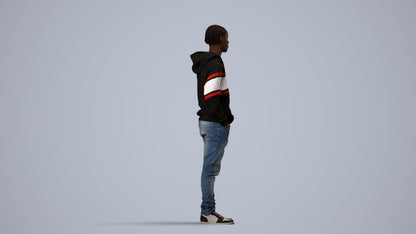 realistic 3D boy casual kids, scanned archviz people for Blender and 3ds Max, side view render