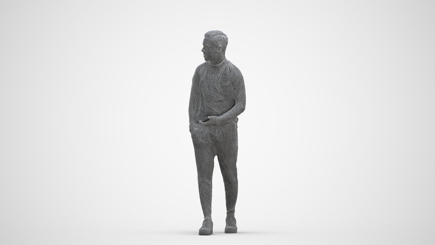 realistic 3D boy casual kids, scanned archviz people for Blender and 3ds Max, three-quarter front view render