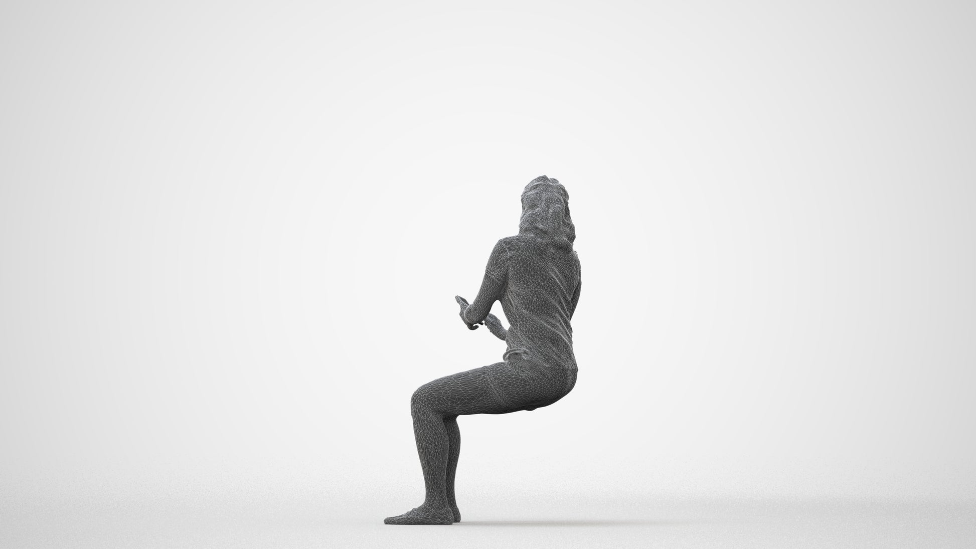 realistic 3D woman casual sitting, scanned archviz people for Blender and 3ds Max, square thumbnail