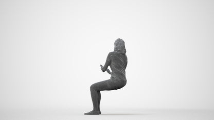realistic 3D woman casual sitting, scanned archviz people for Blender and 3ds Max, square thumbnail
