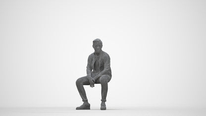 3D scanned boy kids casual, photorealistic archviz people for Enscape and SketchUp, wireframe back view