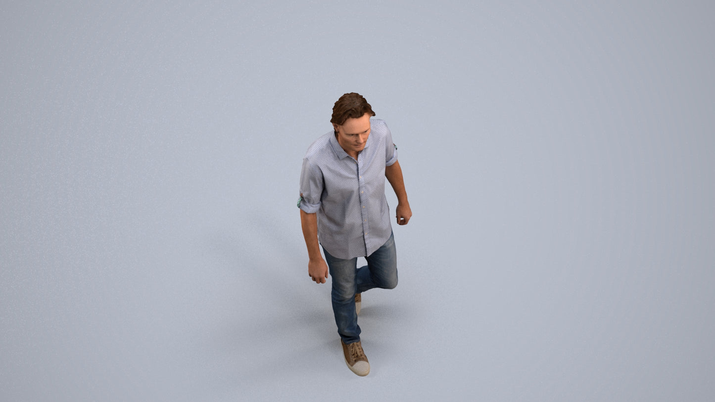 realistic 3D people man casual standing, render-ready for V-Ray and Corona, FBX OBJ, back view render