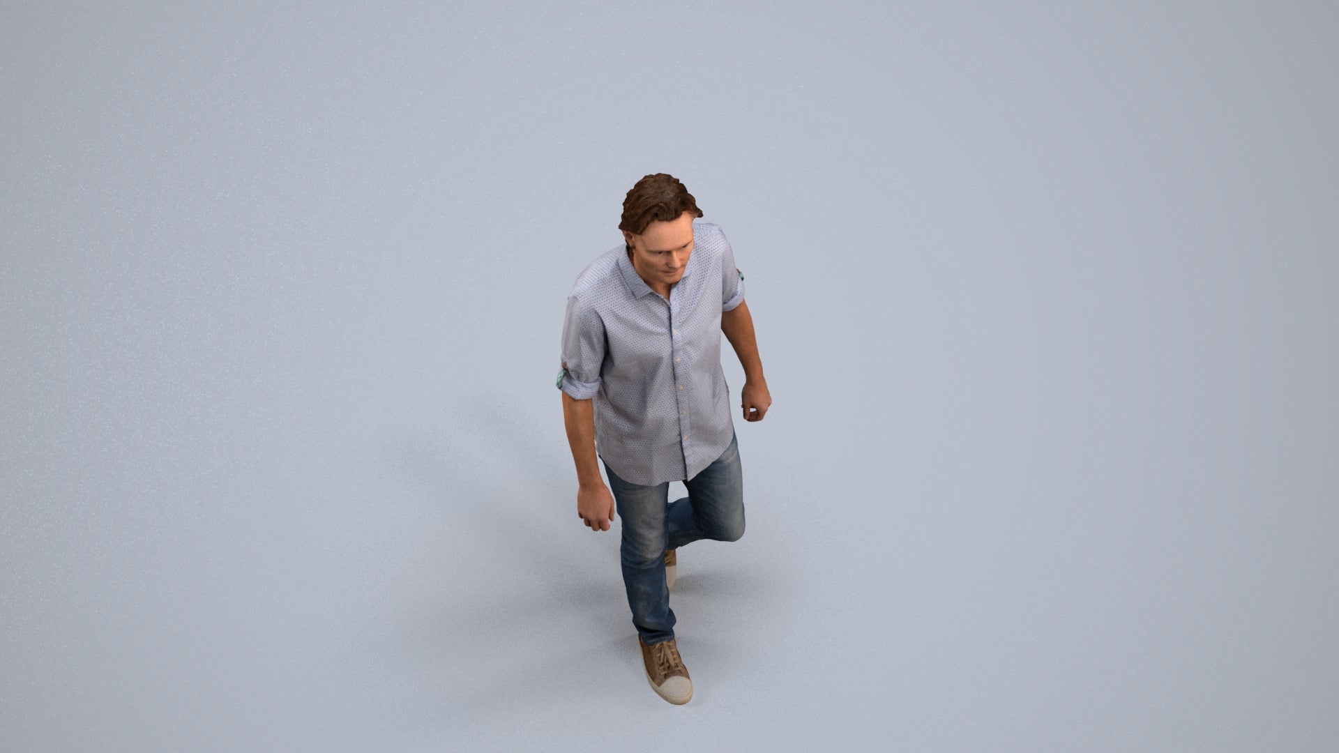 realistic 3D people man casual standing, render-ready for V-Ray and Corona, FBX OBJ, back view render