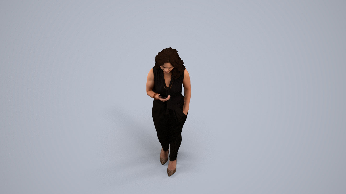scanned 3D woman casual walking, photogrammetry people for Enscape and V-Ray, back view render
