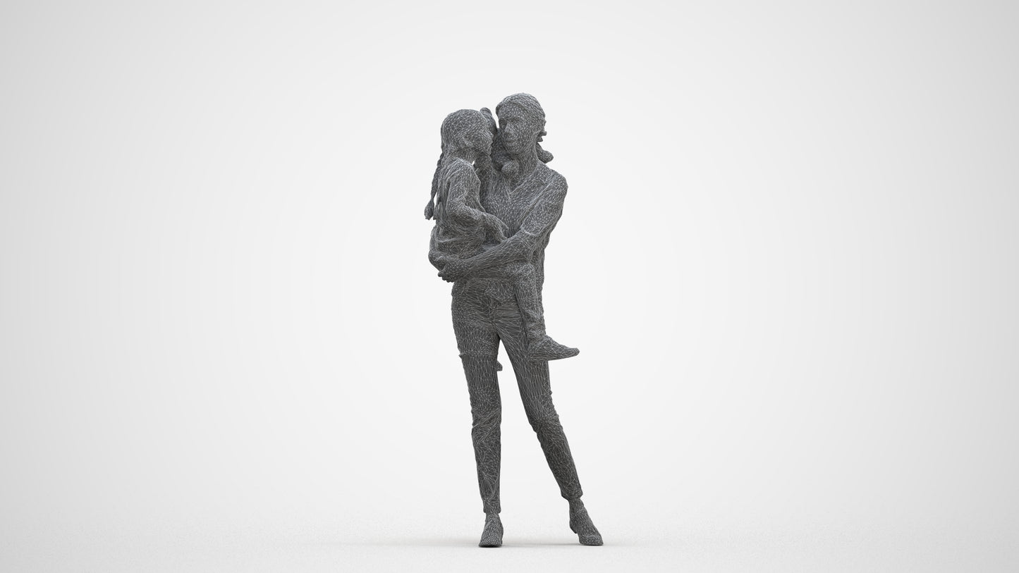 realistic 3D people girl casual kids, render-ready for V-Ray and Corona, FBX OBJ, three-quarter front view render