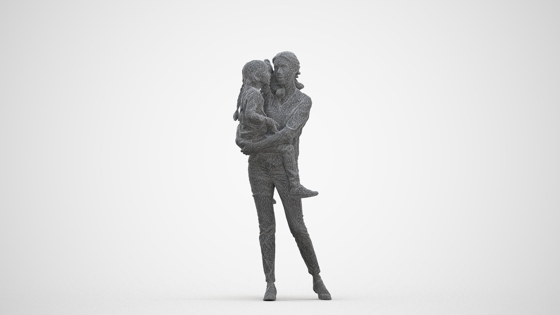 realistic 3D people girl casual kids, render-ready for V-Ray and Corona, FBX OBJ, three-quarter front view render